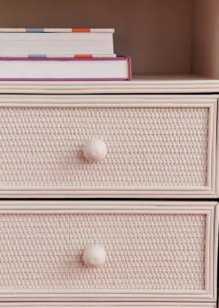 Ensemble De Chambre Vintage En Rotin :  porte Manteau, Commode Et Miroir